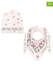 Zwillingsherz 2-delige set: muts en driehoekige doek "Love is Love" crème/meerkleurig