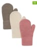 Minymo 3er-Set: Fäustlinge in Dunkelrosa/ Khaki/ Creme