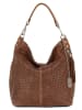 Anna Morellini Leder-Schultertasche "Adelfina" in Hellbraun - (B)33 x (H)31 x (T)16 cm