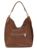 Anna Morellini Leder-Schultertasche "Adelfina" in Hellbraun - (B)33 x (H)31 x (T)16 cm