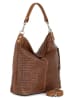 Anna Morellini Leder-Schultertasche "Adelfina" in Hellbraun - (B)33 x (H)31 x (T)16 cm