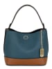 Anna Morellini Leder-Schultertasche "Letteria" in Blau/ Hellbraun - (B)23 x (H)21 x (T)10 cm