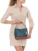 Anna Morellini Leder-Schultertasche "Letteria" in Blau/ Hellbraun - (B)23 x (H)21 x (T)10 cm
