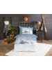 Good Morning Flanellen beddengoedset "Esben" lichtblauw/wit