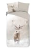 Good Morning Flanell-Bettwäsche-Set "Snowydeer" in Beige
