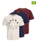 Jack & Jones 3er-Set: Shirts in Creme/ Dunkelblau/ Bordeaux