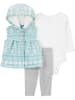 carter's 3tlg. Outfit in Hellblau/ Weiß/ Grau