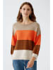 Oui Pullover in Beige/ Orange/ Braun