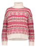 Oui Rollkragenpullover in Creme/ Rot