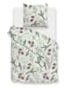 HNL Flanellen beddengoedset "Pino" wit/groen