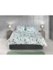 HNL Flanellen beddengoedset "Pino" wit/groen