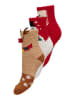 ONLY 3er-Set: Fleecesocken in Rot/ Hellbraun
