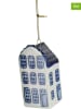 Kersten 2-delige set: kerstballen "Canal House" wit/blauw - (H)9 cm