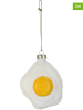 Kersten 4-delige set: kerstballen wit/geel - (H)10 cm