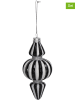 Kersten 2-delige set: kerstballen "Stripe" zwart/wit - (H)15 cm