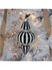 Kersten 2-delige set: kerstballen "Stripe" zwart/wit - (H)15 cm