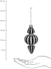 Kersten 2-delige set: kerstballen "Stripe" zwart/wit - (H)15 cm