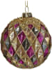 Kersten 2-delige set: kerstballen goudkleurig/paars/cyaan - Ø 8 cm