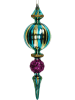 Kersten 2-delige set: kerstballen "Icicle" paars/cyaan/goudkleurig - (H)23 cm