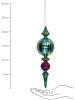 Kersten 2-delige set: kerstballen "Icicle" paars/cyaan/goudkleurig - (H)23 cm