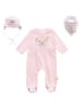 Steiff 3tlg. Outfit in Rosa/ Weiß