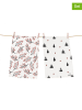 Butter Kings 2-delige set: theedoeken "Black trees" rood/zwart/wit - (L)70 x (B)50 cm