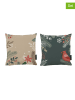 Butter Kings 2er-Set: Kissenhüllen "Rrosted Branches" in Beige/ Grün - (L)45 x (B)45 cm
