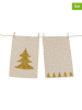 Butter Kings 2-delige set: theedoeken "Gold tree" beige/goudkleurig - (L)70 x (B)50 cm