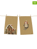 Butter Kings 2-delige set: theedoeken "Snowing day" beige - (L)70 x (B)50 cm
