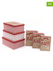 SiL Interiors 6er-Set: Geschenkboxen in Rot/ Weiß/ Hellbraun