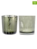 SiL Interiors 2-delige set: windlichten "Deer/Tree" groen - (H)8 x Ø 7,5 cm
