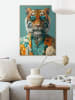 Orangewallz Druk artystyczny "Turqoise Tiger" w ramce - 50 x 70 cm