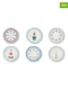 Trendy Kitchen by EXCÉLSA Talerzyki deserowe (6 szt.) "Xmas Sweet Pastels" ze wzorem - Ø 20,5 cm