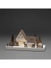 Konstsmide Houten ledsilhouet "Huizen" wit/bruin - (B)28 x (H)14 x (D)11 cm