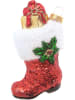 Krebs Glas Lauscha Christbaumornament "Santa's Stiefel" in Rot/ Weiß/ Gold - (L)9 cm