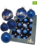 Krebs Glas Lauscha Christbaumkugeln "Verschneites Dorf" in Dunkelblau - 16 Stück