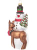 Krebs Glas Lauscha Christbaumornament "Schneemann mit Reh" in Bunt - (L)16 cm