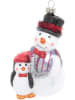 Krebs Glas Lauscha Christbaumornament "Schneemann mit Pinguin" in Bunt - (L)13 cm