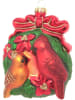 Krebs Glas Lauscha Christbaumornament "Kardinalvogelpärchen" in Rot/ Grün - (L)9 cm