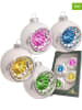 Krebs Glas Lauscha Kerstballen "Retro" wit/meerkleurig - 4 stuks