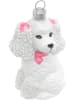 Krebs Glas Lauscha Kerstboomversiering "Witte poedel" wit - (L)8 cm