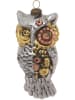 Krebs Glas Lauscha Christbaumornament "Steampunk Eule" in Silber/ Gold - (L)13 cm