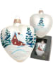 Krebs Glas Lauscha Kerstboomversiering "Hart" wit/meerkleurig - (L)10 cm
