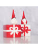 Boltze 2-delige set: kaarshouders "Grovy" rood/wit - (B)8 x (H)16 x (D)9 cm