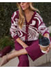 Milan Kiss Cardigan in Bordeaux/ Weiß