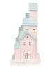 Clayre & Eef Decoratief ledobject "Huis" lichtroze/lichtblauw - (B)13 x (H)26 x (D)13 cm