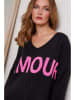 So Cachemire Pullover "Moona" in Schwarz/ Pink