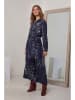 Joséfine Kleid "Valhala" in Dunkelblau/ Weiß