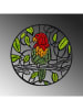 ABERTO DESIGN Wanddecoratie "Parrot" groen/rood/zwart - Ø 46 cm