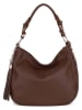 Lia Biassoni Leder-Schultertasche "Monate" in Braun - (B)36 x (H)26 x (T)10 cm